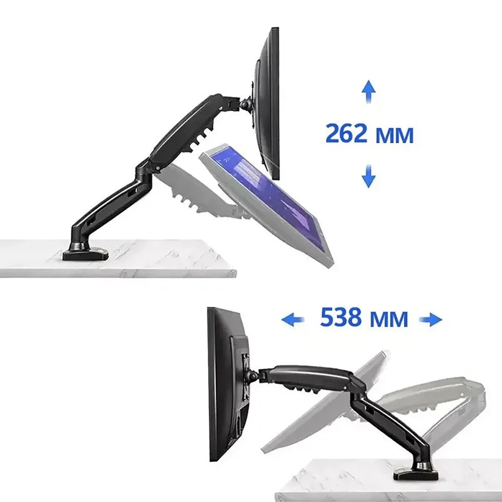 Adjustable PC Monitor Arm Support NB F80 Single Monitor Bracket Up To 30 Inches Computer Desk Mount Stand Adjustable Gas Spring
