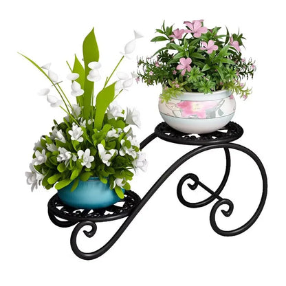 Two Tier Iron Plant Stand Floor Balcony Plant Rack Indoor Living Room Minimalist Flower Pot Shelf Hanging Plants Plant Rack