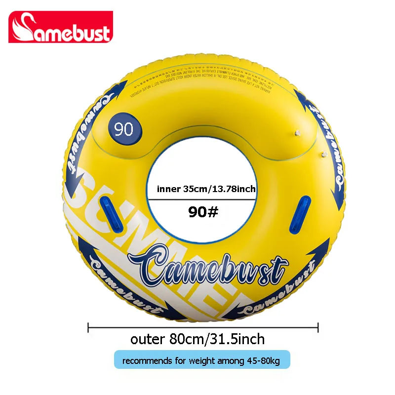 Camebust Double Valves Swim Ring Inflatable Float Tube Water Play Toys  for adult kids Blue and Yellow Color 43in