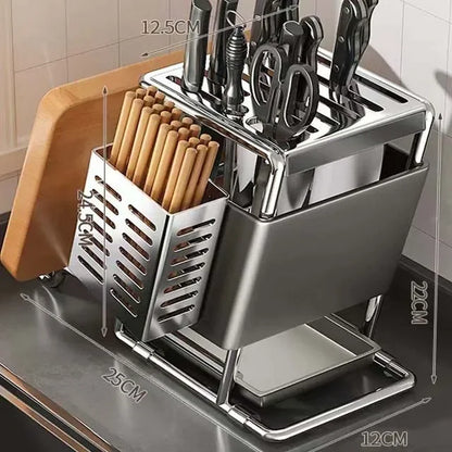 Stainless Steel Kitchen Knife Holder Multifunctional Knife Storage Organizer Cutlery Rack Pot Lid Rack Cutting Board Racks