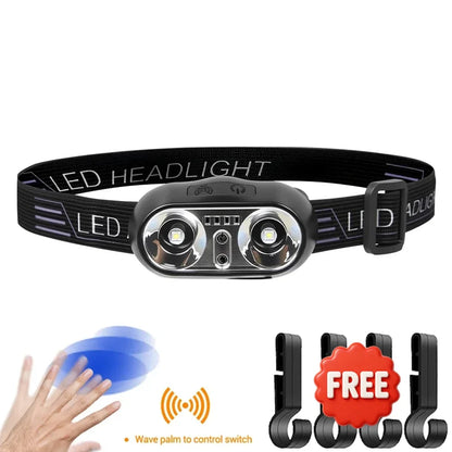 Motion Sensor Rechargeable Headlight Flashlight LED Ultra Bright Headlights Fishing Headlamp Led Forehead Head Lamp Flashlighs