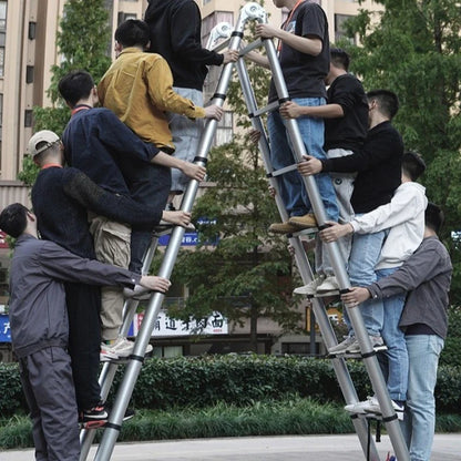 Stainless steel telescopic ladder thickened straight ladder folding herringbone ladder portable household ladder