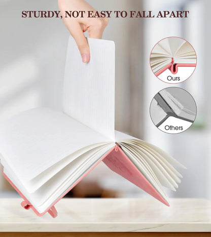 A5 Pink Hardcover Leather Journal for Women, 200 Pages Lined Notebook with Elastic Closure, Perfect for Writing and Travel