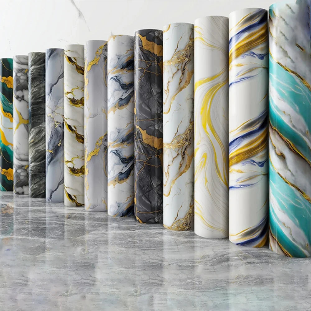 40cm New Marble Kitchen Oil-proof Wall Stickers Self-adhesive Stain-resistant High Temperature Kitchen Wallpaper Home Decorative
