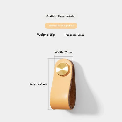 Colorful Brass Leather Cabinet Drawer Pull Handle Knob Solid Heavy Duty Furniture Hardware Kitchen Bathroom Bedroom Furniture