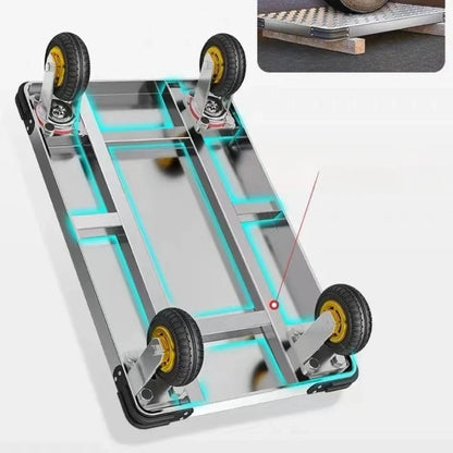 Heavy Duty Foldable Garden Cart Utility Wagon All Terrain Wheels Steel Dump Bed Hauling Mulch Firewood Plants Tools Carrito