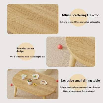 Children Table Kids Study Desk Oval Solid Wood Legs Easy Assembly Small Writing Reading Play Toy Home Side Table Kids Desk