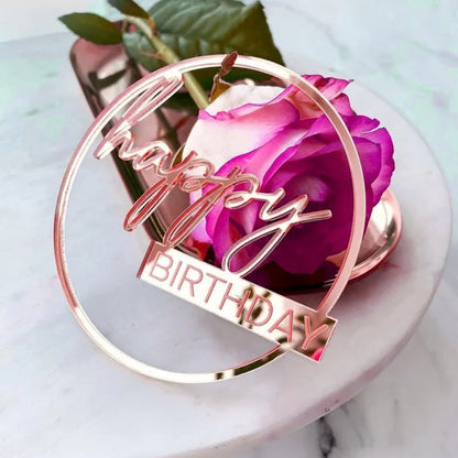 New Happy Birthday Cake Toppers Gold Acrylic Birthday girl Kids Birthday Party Cake Topper Dessert Decoration Baby Shower Gift