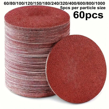 15/60Pcs Sheet 5 Inch Premium Sandpaper Set - 60 to 1000 Grain Size for High Efficiency Polishing of Metals, Wood and Non-Metals