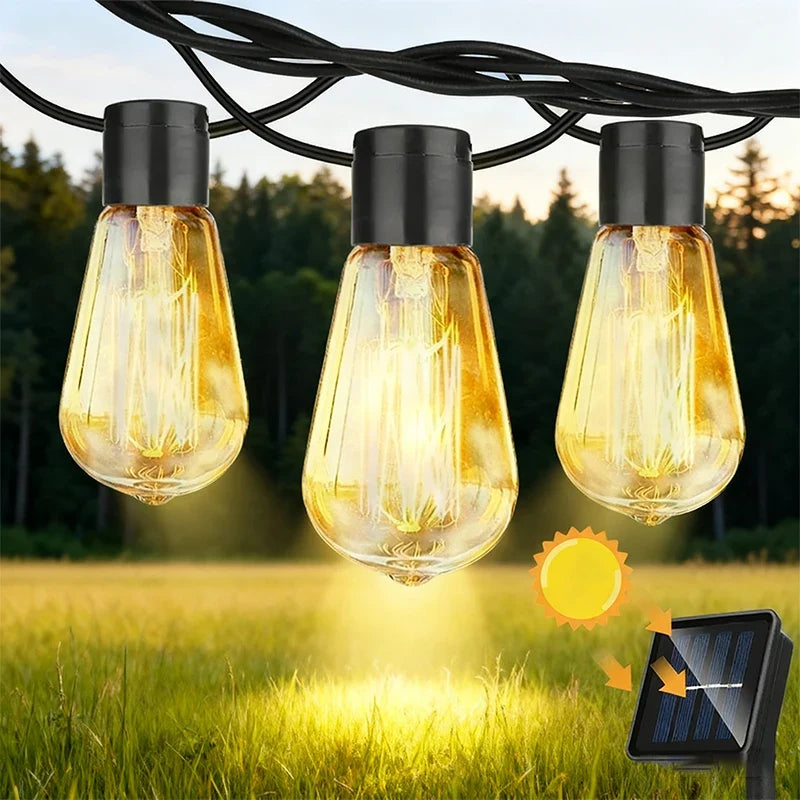 LED Solar Light Outdoor Waterproof S14 Ball Bulb String Lights Papaya Courtyard Christmas Decoration