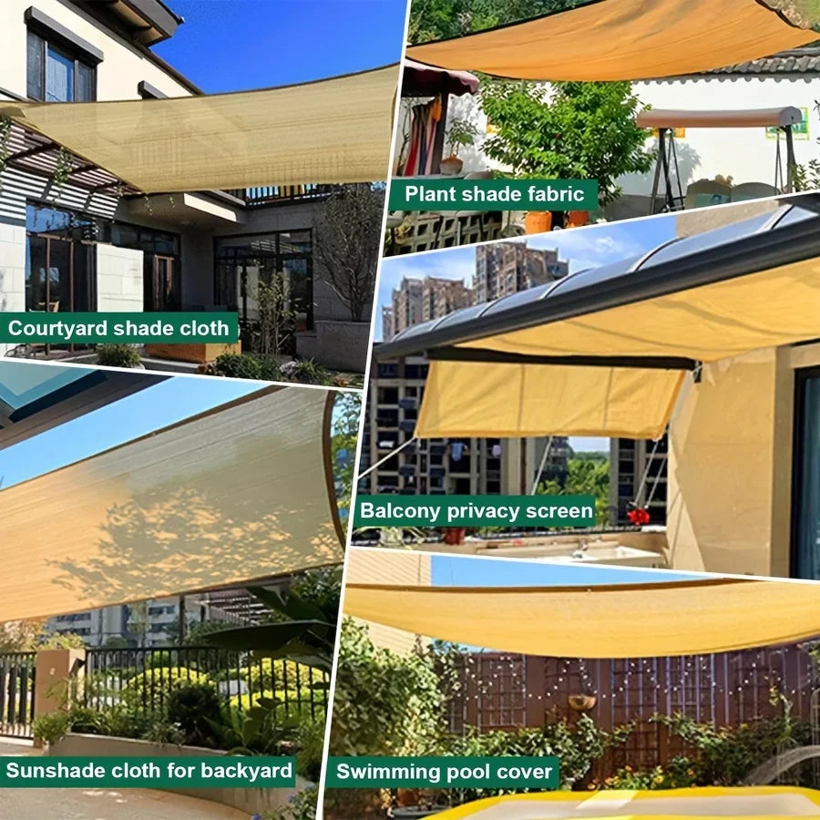 Thick Heavy-Duty Plastic Garden Sun Shade Net, Beige - Large Square UV Block, Sunshade Sail for Outdoor Patio and Yard Protectio