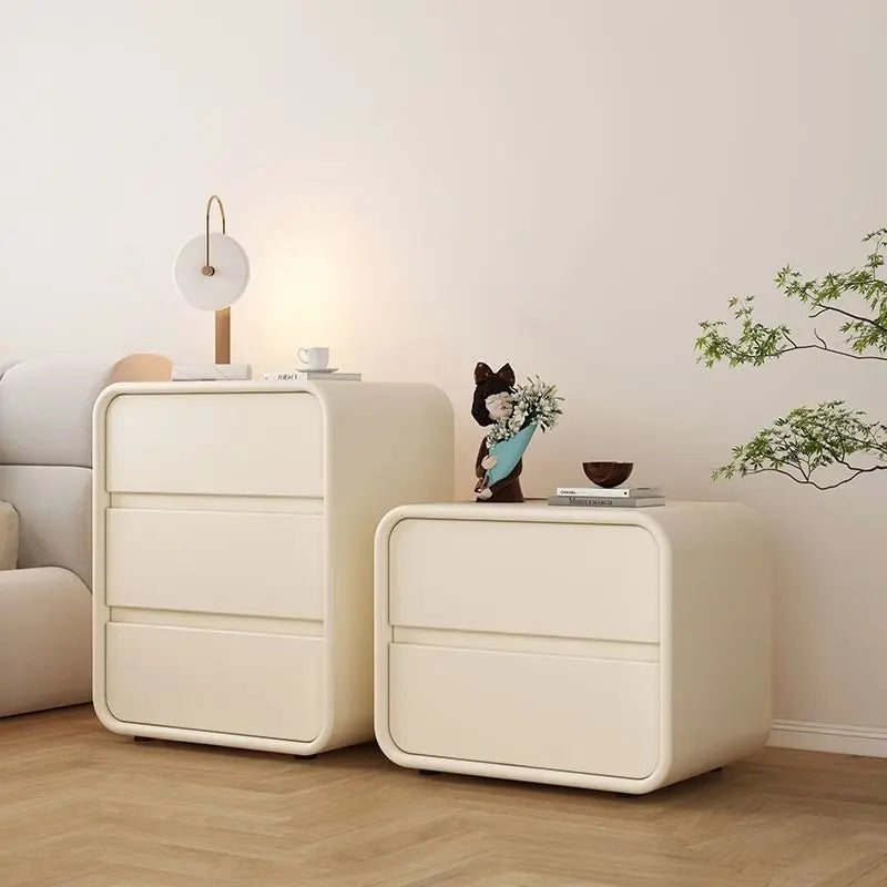 Simple modern bedside table cream style solid wood storage ultra-narrow new 2-layer light luxury bedroom storage bedside home