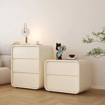 Simple modern bedside table cream style solid wood storage ultra-narrow new 2-layer light luxury bedroom storage bedside home
