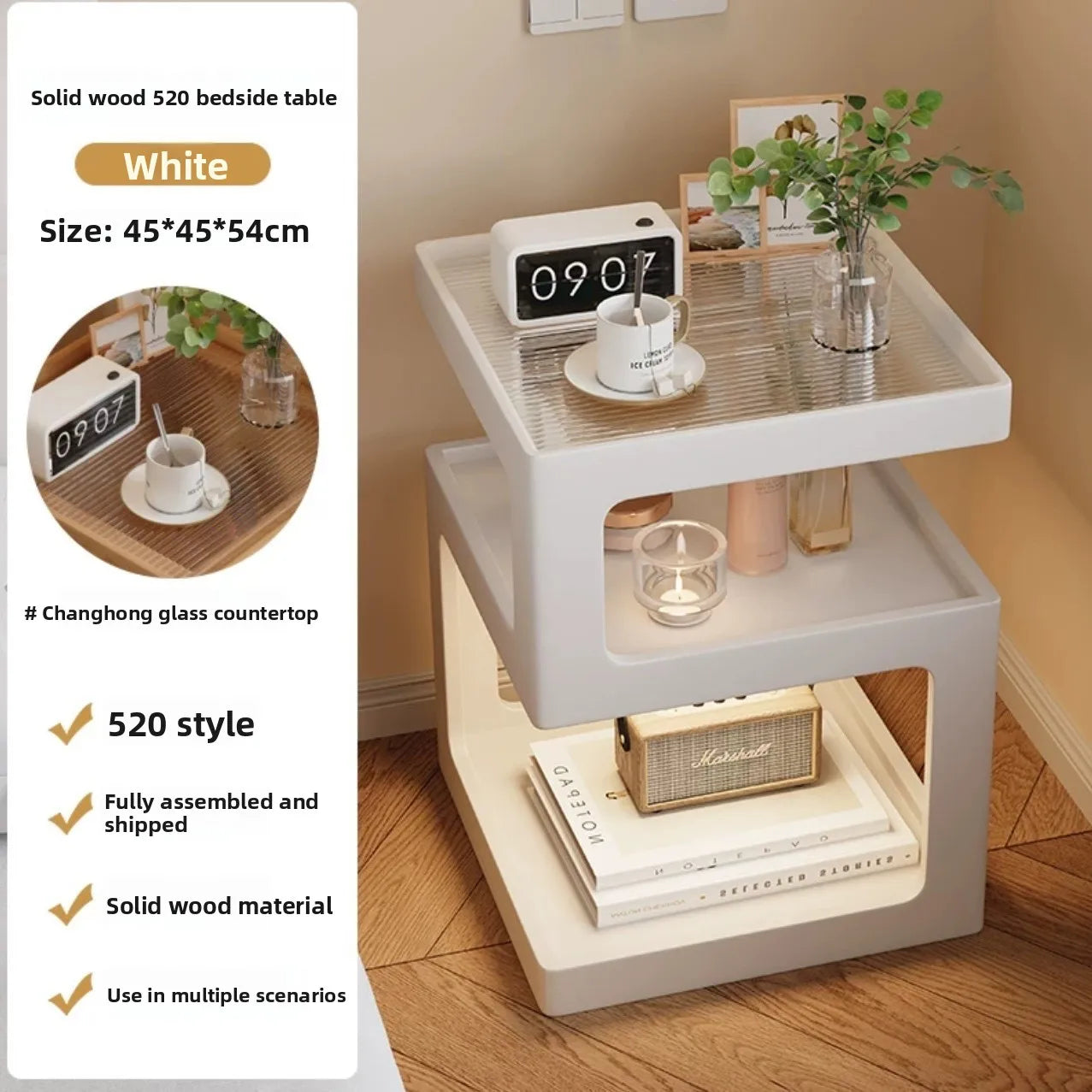 Solid wood bedside table, bedroom bedside storage, household sofa edge