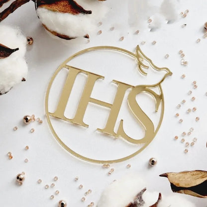 Ins Cross Christ Birthday Cake Topper Gold Acrylic Dove Cross for Eucharist Baby Baptism Party Cake Toppers Dessert Decoration
