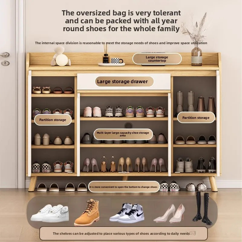 Shoe cabinet, indoor new entry locker at the entrance of the home, integrated storage shoe rack against the wall