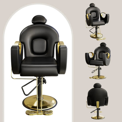 Commercial Barber Chair Reclining & 360° Swivel, Heavy Duty Hydraulic Salon Chair With Adjustable Height For Haircut Shampoo