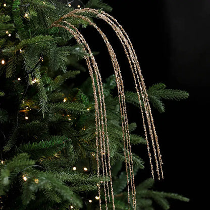Sequin Glitter Christmas Party Branch Sticks Decoration White Artificial Plant Tassel Wheat Ears for Xmas Tree Ornament Supplies