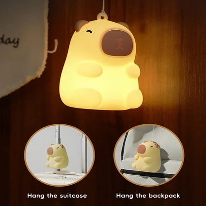 Capybara Cute Night Light, Squishy Lamp Xmas Gifts Toys, Rechargeable LED Dimmable Silicone Nightlight for Kids