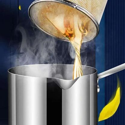 Stainless Steel Deep Fryer with Basket Multi-Purpose for Home Commercial Tempura Chicken Frying Anti-Slip Base Cool Handle