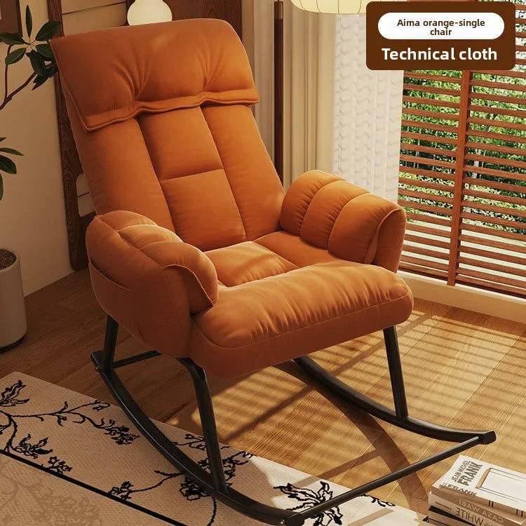 Lazy rocking chair Home retro balcony Leisure folding reclining chair Sofa chair Bedroom Single person can sit and lie down