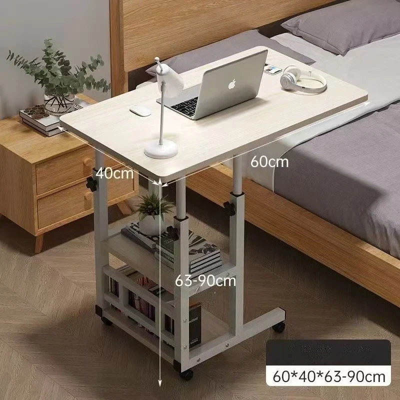 Rotating wheel household desk,bedside table, adjustable standing desk stand,mobile laptop stand,suitable for bedroom and office