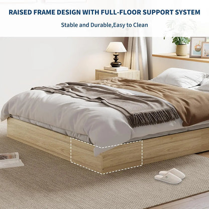 Twin Size Modern Sturdy Wood Platform Bed Frame Strong Wooden Slats, Space-Saving No Box Spring Needed, Easy Assembly