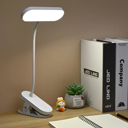 Clip-On Desk Lamp Portable LED Desk Lamp Desktop Book Lamp Timed Stepless Dimming 1200 Mah Eye Protection Reading Study Lamp