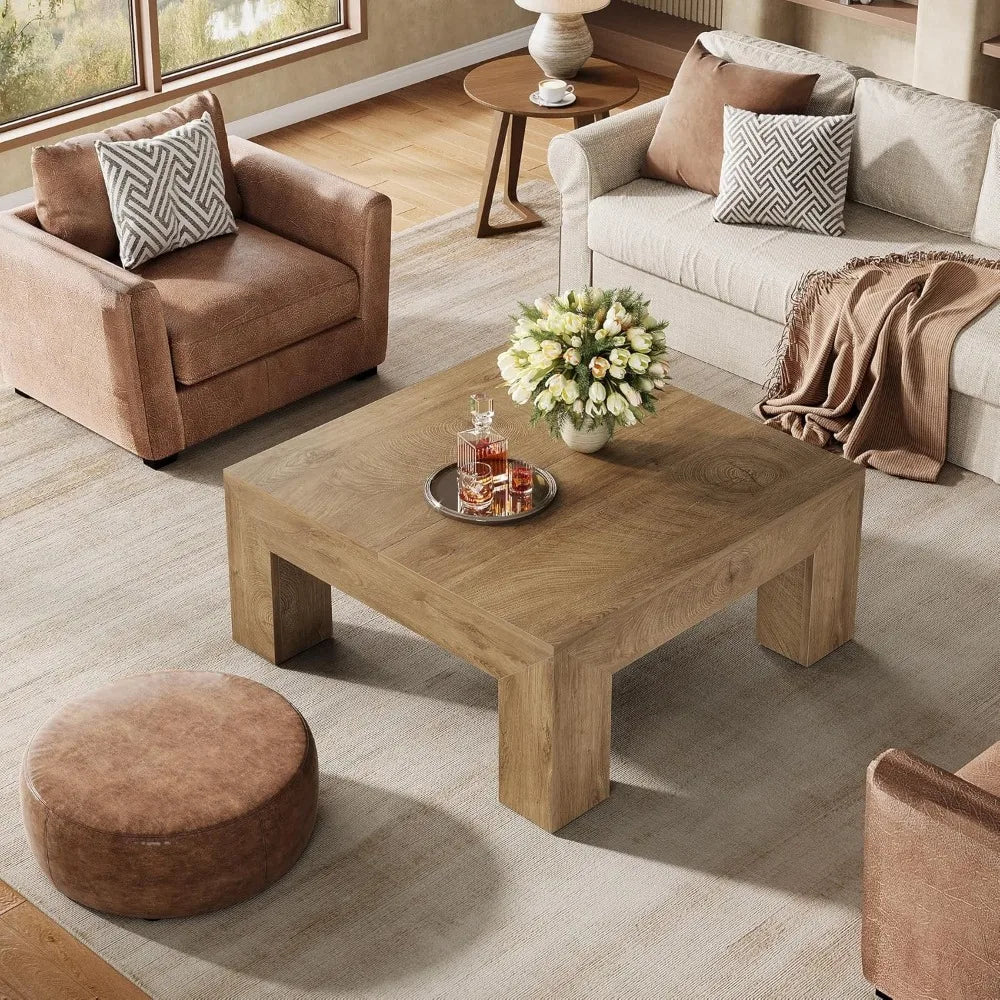 Square Coffee Table for Living Room, 39.4-Inch Farmhouse Center Cocktail Table