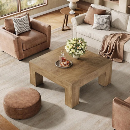 Square Coffee Table for Living Room, 39.4-Inch Farmhouse Center Cocktail Table