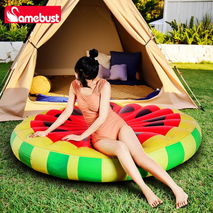 Camebust Water Inflatable Floating Row, Swimming Pool Outdoor Inflatable Floating Air Mattress, Large Round Watermelon Air Float