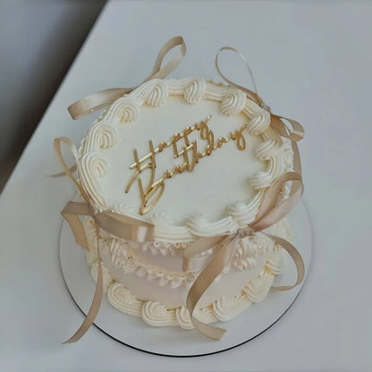 Side Acrylic Happy Birthday Cake Topper New Gold Silver Kids Party Cake Toppers Dessert Decorations Baby Shower Baking Supplies