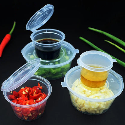 50Pcs Plastic Sauce Jars with Lids Leak-Proof Disposable Food Sauce Cups Packaging Containers for Salad Dressings And Seasonings