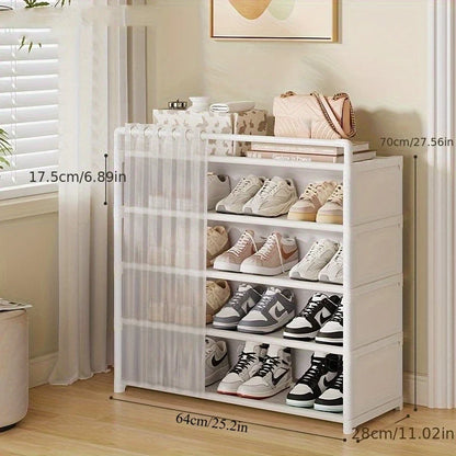 Dustproof Foldable Shoe Display Rack with Non-Slip Base, Easy to Clean, Multi-Layer Storage Shelf for Shoes and Accessories
