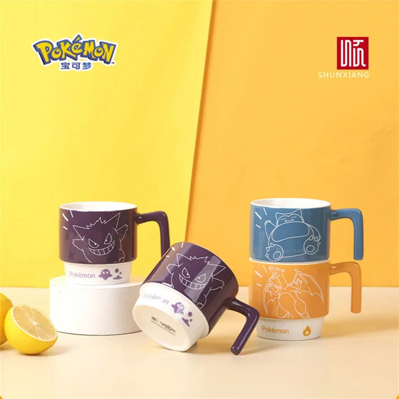 SHUNXIANG Pokémon Licensed Ceramic Mugs Snorlax Stackable Kawaii Anime Boy Girl Breakfast Milk Juice Cup Home Coffee Cup Gifts