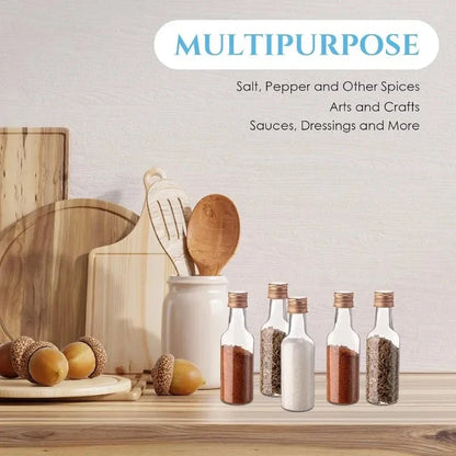 10/30/50/100Pcs Plastic Liquor Bottle Set Mini 1.7 Oz Clear Juice Bottle Cereal Silver/Gold Caps Bottle Party Decorative Bottles