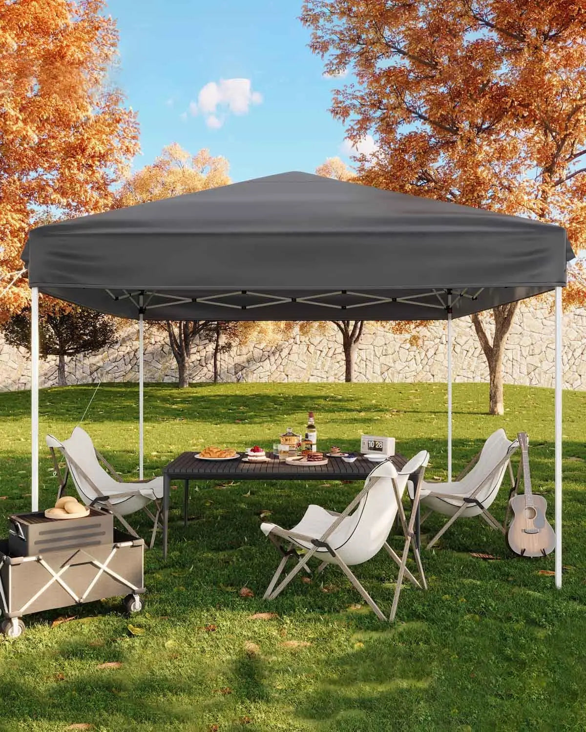 10x10ft Pop Up Canopy Tent, Outdoor Instant Shelter UV Protection Waterproof Sun Shade With Sandbags Carry Bag For Patio Party