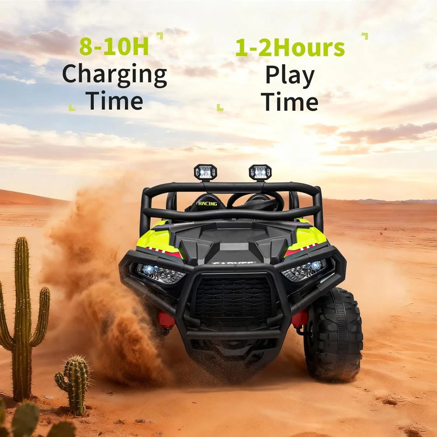 24V 2 Seater Ride On Car Electric UTV Car with Remote Control,4-Wheeler Suspension,Soft Start,3 Speeds,Led Lights,Bluetooth,3-8Y