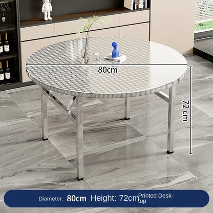 Stainless steel folding round table, suitable for home use, small apartments, large food stalls, and street vendors.