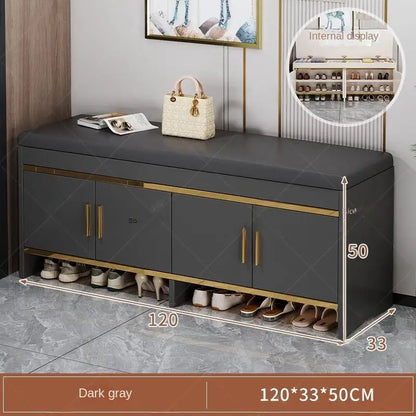 Shoe changing bench household entrance shoe bench can sit on shoe cabinet soft seat integrated storage low cabinet