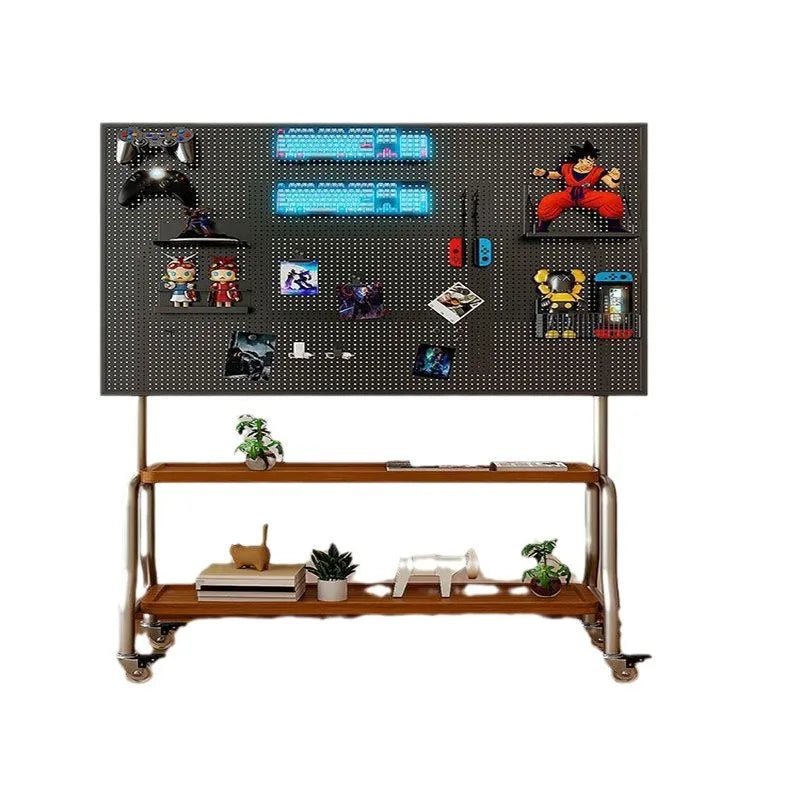 Stainless steel TV floor stand movable vertical wheeled trolley TV stand living room bedroom universal hanger Storage rack