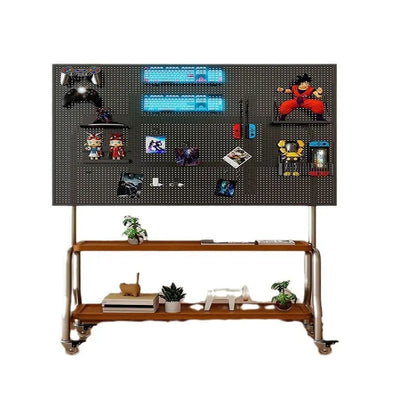 Stainless steel TV floor stand movable vertical wheeled trolley TV stand living room bedroom universal hanger Storage rack