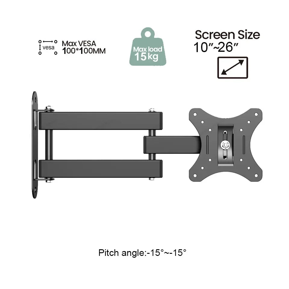 Full Motion TV Monitor Wall Mount Bracket Articulating Arms Swivel Tilt Extension Rotation for Most 10-32 Inch Flat Curved TVs