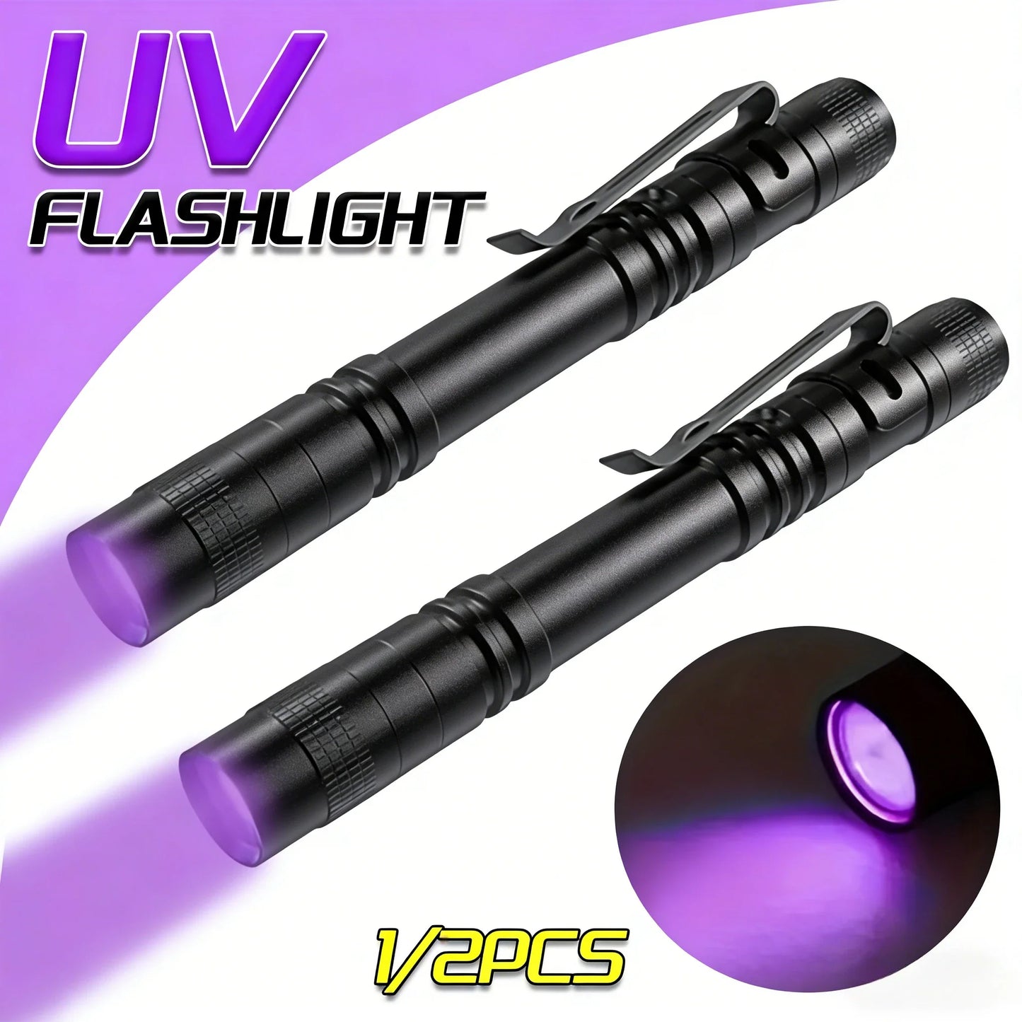395nm UV Flashlight Ultraviolet Light,Pet Dog Cat Urine Detector Scorpion Finder,Portable UV Lamp w/ Pen Clip Use AAA Batteries