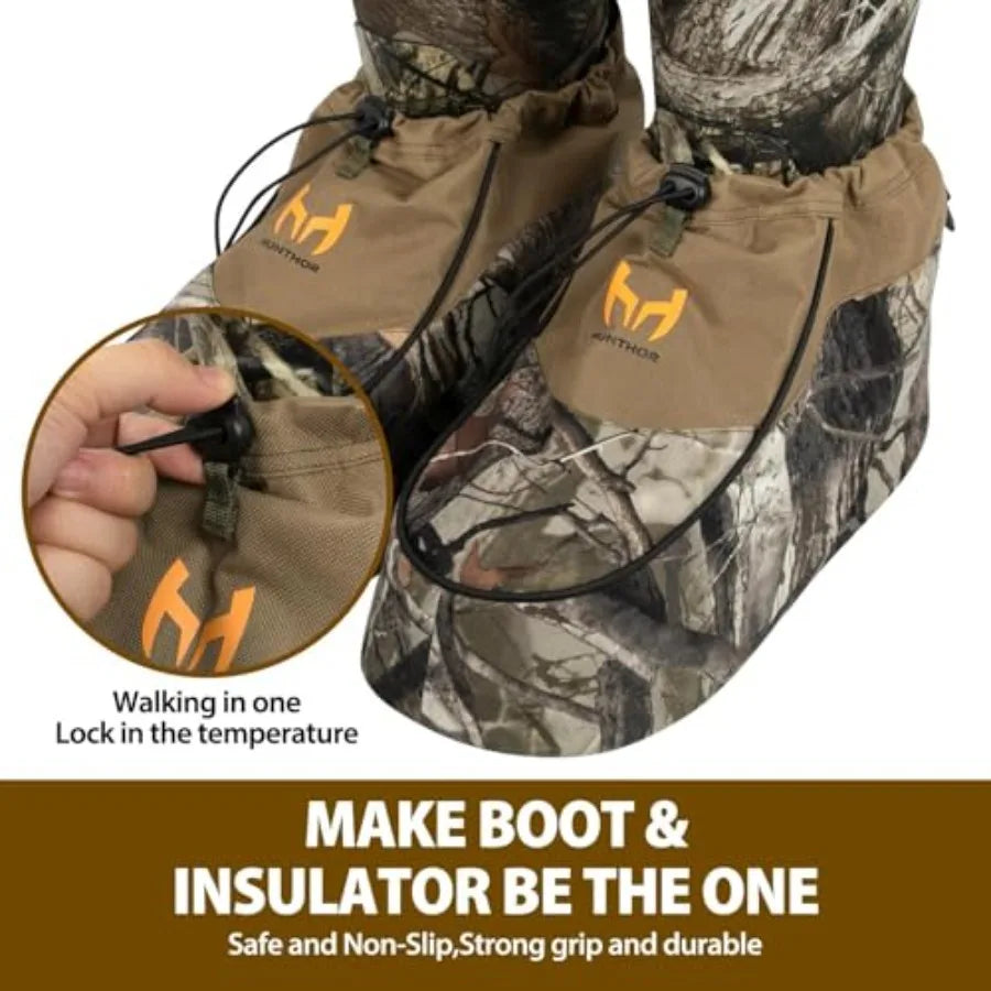 Insulated Boot Covers 600D Durable Cold Weather Insulators with Water-Resistant PU Leather Non-Slip Boot Covers for Hunting Fis