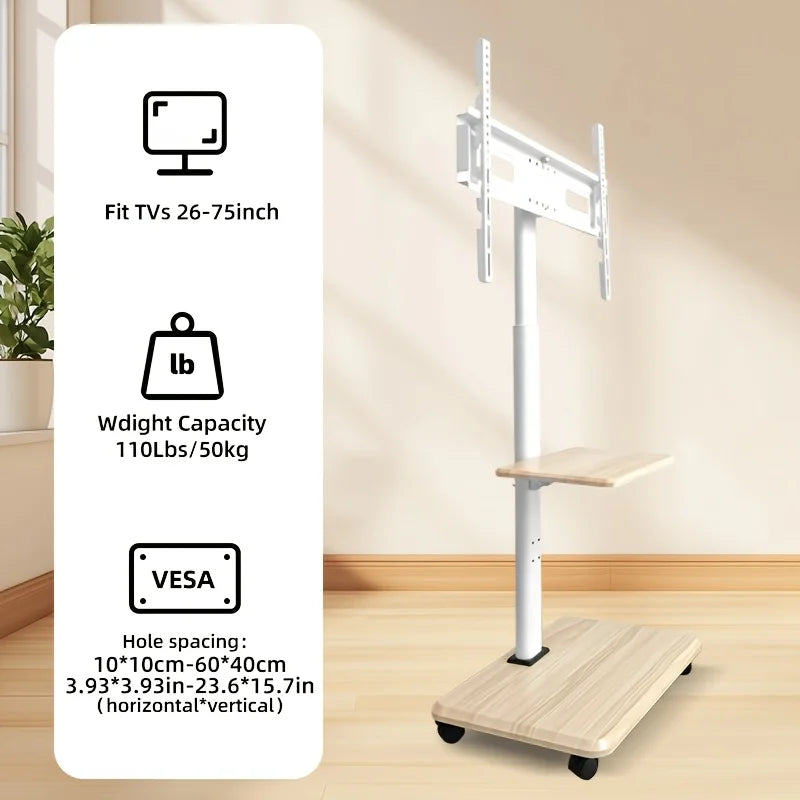 TV Mobile Stand Vertical TV Floor Brackets Trolley Stand Mobile TV Cart Floor Trolley For 26"-75" Television up to 99 lbs