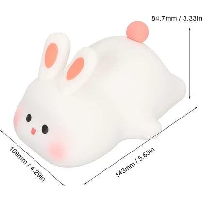 Bunny Night Light Silicone Nursery Cute Sleeping Lamp USB Rechargeable Touch Switch Control Table Led for Child Girlfriend Gift