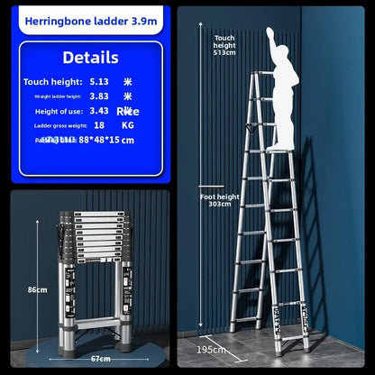 Stainless steel telescopic ladder Multifunctional  herringbone ladder Portable folding ladder Bamboo ladder Lifting ladder