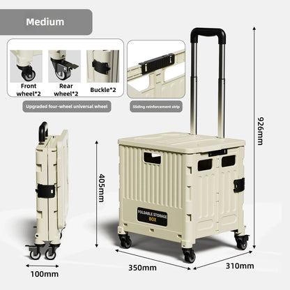 Household multi-functional shopping trolley, portable folding shopping trolley, trailer, camping, large-capacity storage box