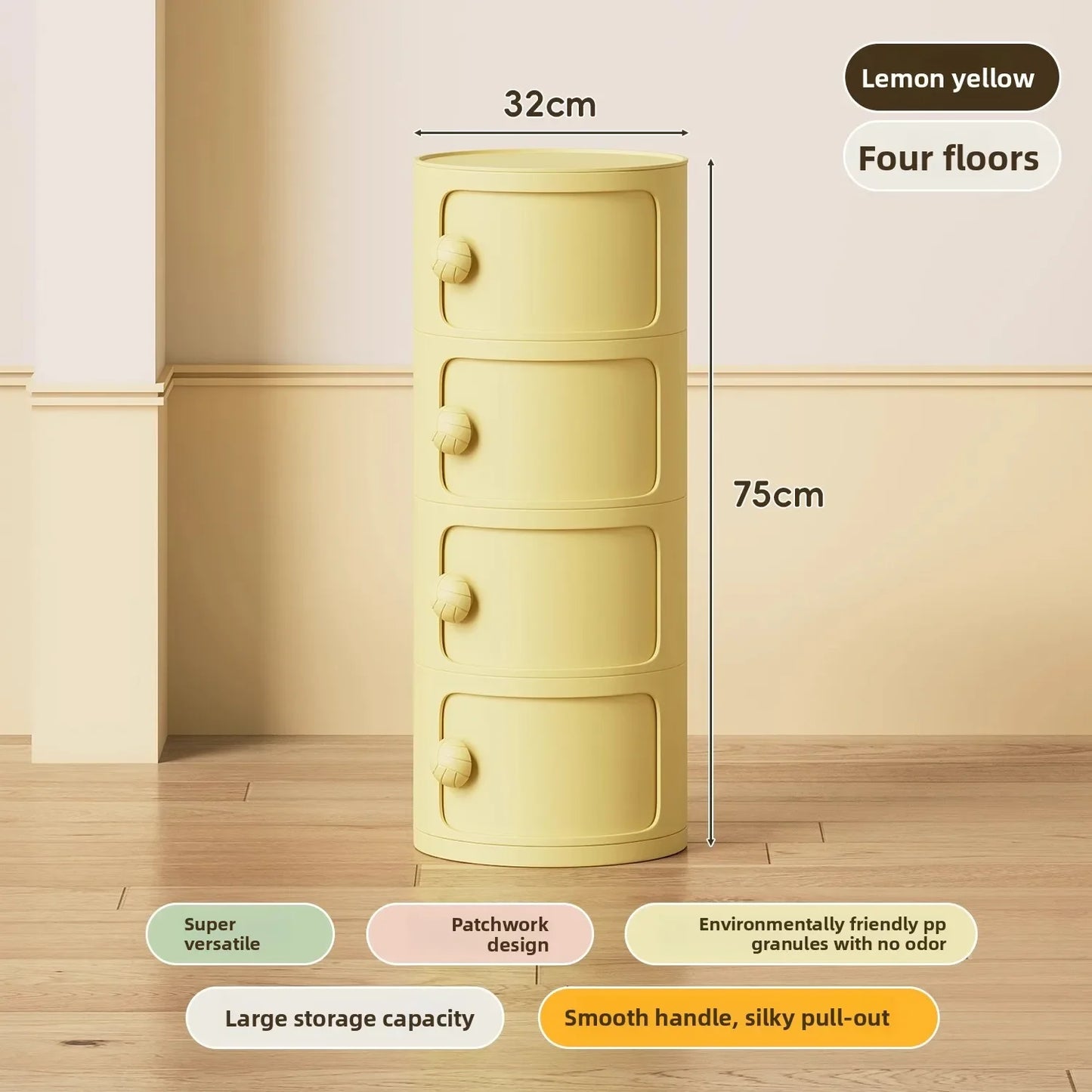 Bedside table Cream wind multi-layer cylindrical bedroom locker Ornament storage cabinet